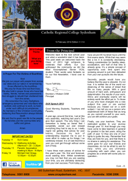 7 February, 2014 - Catholic Regional College Sydenham