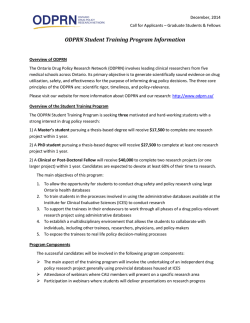 ODPRN Student Training Program Information