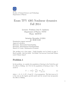 Exam TFY 4305 Nonlinear dynamics Fall 2014