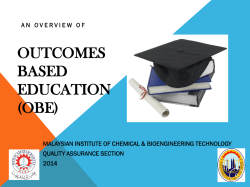 OUTCOMES BASED EDUCATION (OBE)