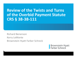 Review of the Twists and Turns of the Overbid Payment Statute CRS