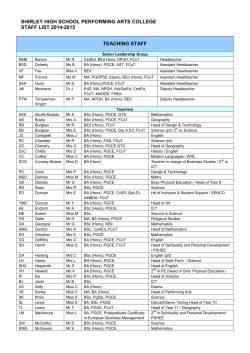 Staff List 2014-15 - Shirley High School