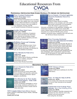 Educational Resources From - Canadian Water Quality Association