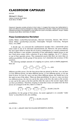 Pizza Combinatorics Revisited - Mathematical Association of America