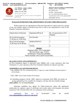WALK-IN-INTERVIEW FOR APPOINTMENT OF PART TIME