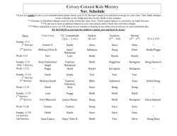 Calvary Colonial Kids Ministry Nov. Schedule