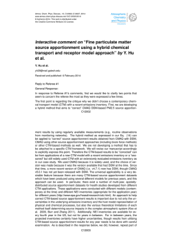Interactive comment on &ldquo;Fine particulate matter source