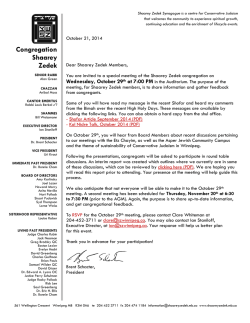 Congregational Conversation No. 1 Announcement, October 2014
