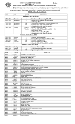 GURU NANAK DEV UNIVERSITY Revised TIME: 1:30 P.M. To 4:30