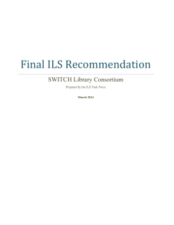 Final ILS Recommendation - SWITCH Library Consortium
