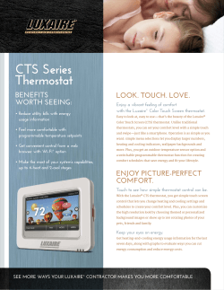 Luxaire CTS Thermostat Sales Sheet