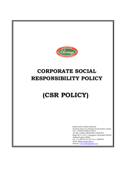 (CSR POLICY) - Heritage Foods Limited