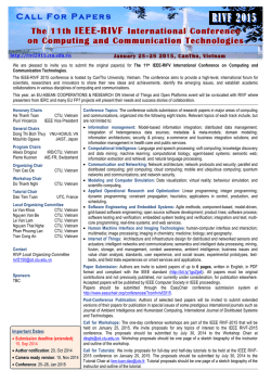 IEEE RIVF 2015 Call for Papers