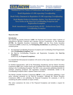 Draft Regulation 45-108 respecting Crowdfunding