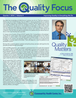 Quarter 1 2014 - Community Health Center