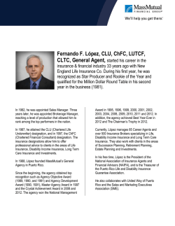 Fernando F. L&oacute;pez, CLU, ChFC, LUTCF, CLTC