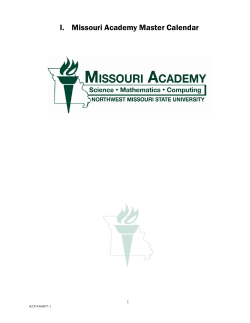 I. Missouri Academy Master Calendar
