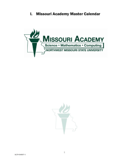 I. Missouri Academy Master Calendar