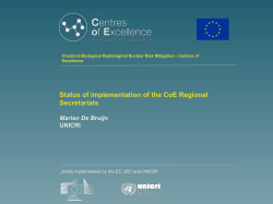 Status of implementation of the CoE Regional