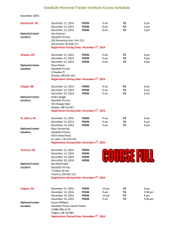 GoodLife Personal Trainer Institute Course Schedule