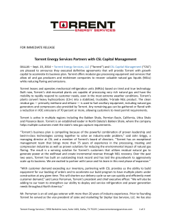 Torrent Energy Services Partners with CSL Capital Management