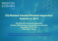 EQ-Related Vendor-Related Inspection Activity in 2014