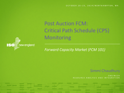 Post Auction FCM: Critical Path Schedule (CPS
