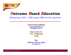Preparing CAR Using OBE On-Line System – for UTM May 2014