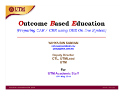 Preparing CAR Using OBE On-Line System &ndash; for UTM May 2014