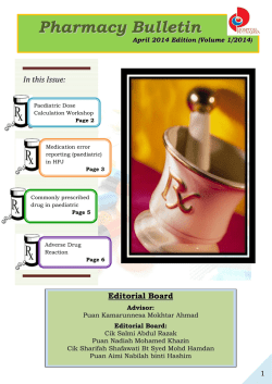 Pharmacy Bulletin - Hospital Putrajaya