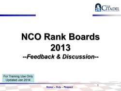 NCO Rank Boards Feedback and Discussion