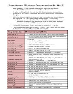 Bishop Grandin CTS Minimum Prerequisite List (2014