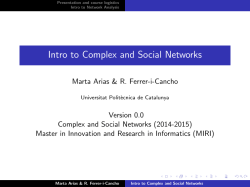 Intro to Complex and Social Networks
