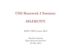 CSM Homework 2 Summary SELFIECITY