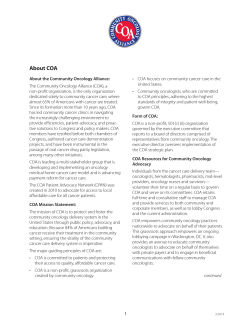 Fact Sheet: About COA - Community Oncology Alliance