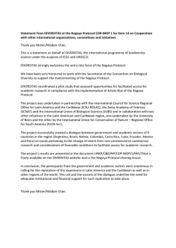 Statement from DIVERSITAS at the Nagoya Protocol COP
