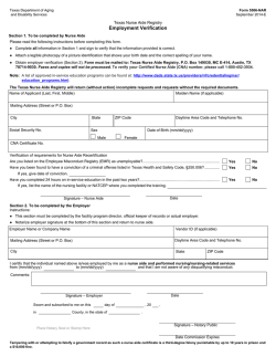 Employment Verification - Texas Department of Aging and Disability