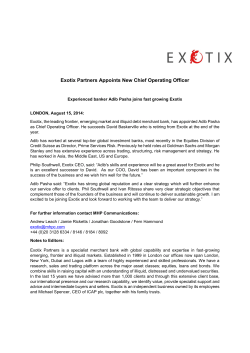 Exotix Partners Appoints New Chief Operating Officer