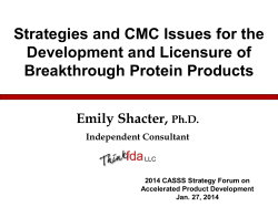 Strategies and CMC Issues for the Development and