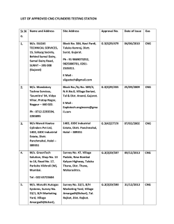 LIST OF APPROVED CNG CYLINDERS TESTING STATION Sr.N o