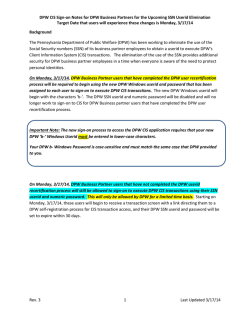 DPW CIS Sign-on Notes for DPW Business Partners for the