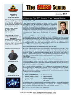 January 2014 Welcome Len Ford, CPP
