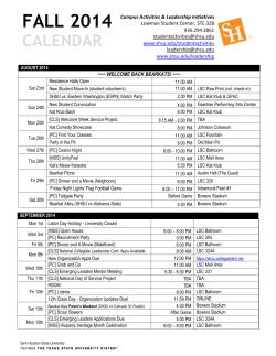 Fall 2014 Events Calendar - Sam Houston State University