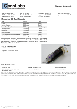 Bluebird Botanicals Microbials CO Test Results Visual Inspection