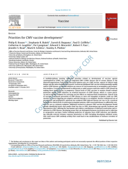Priorities for CMV vaccine development