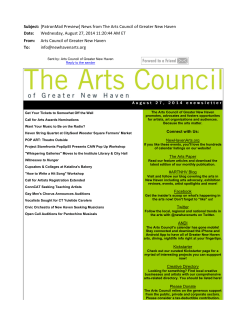 August 27, 2014 - The Arts Council of Greater New Haven