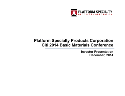 Platform Specialty Products- Citi Bank Conference Dec 2014