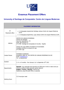 Erasmus Placement Offers University of Santiago de Compostela