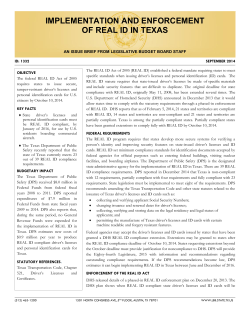 Implementation and Enforcement of REAL ID in Texas