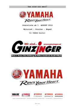 Preisliste Yamaha ab 01. August 2014